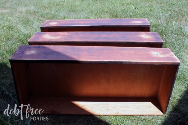 Sanded drawers from dresser