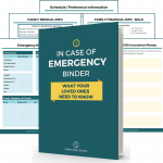 In case of emergency binder with featured pages