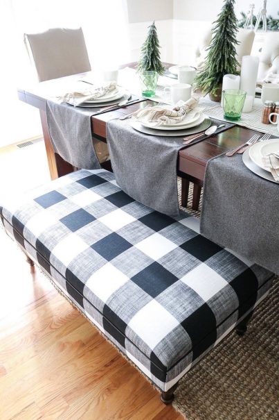 Farmhouse buffalo check bench