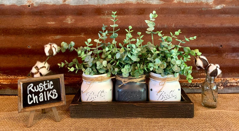 Chalk painted mason jars