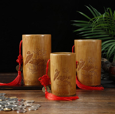 three bamboo coin banks