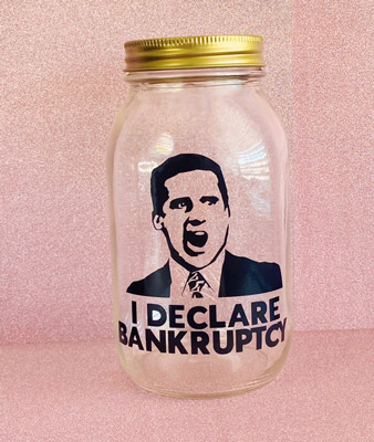 Michael Scott from The Office as a vinyl sticker on a mason jar